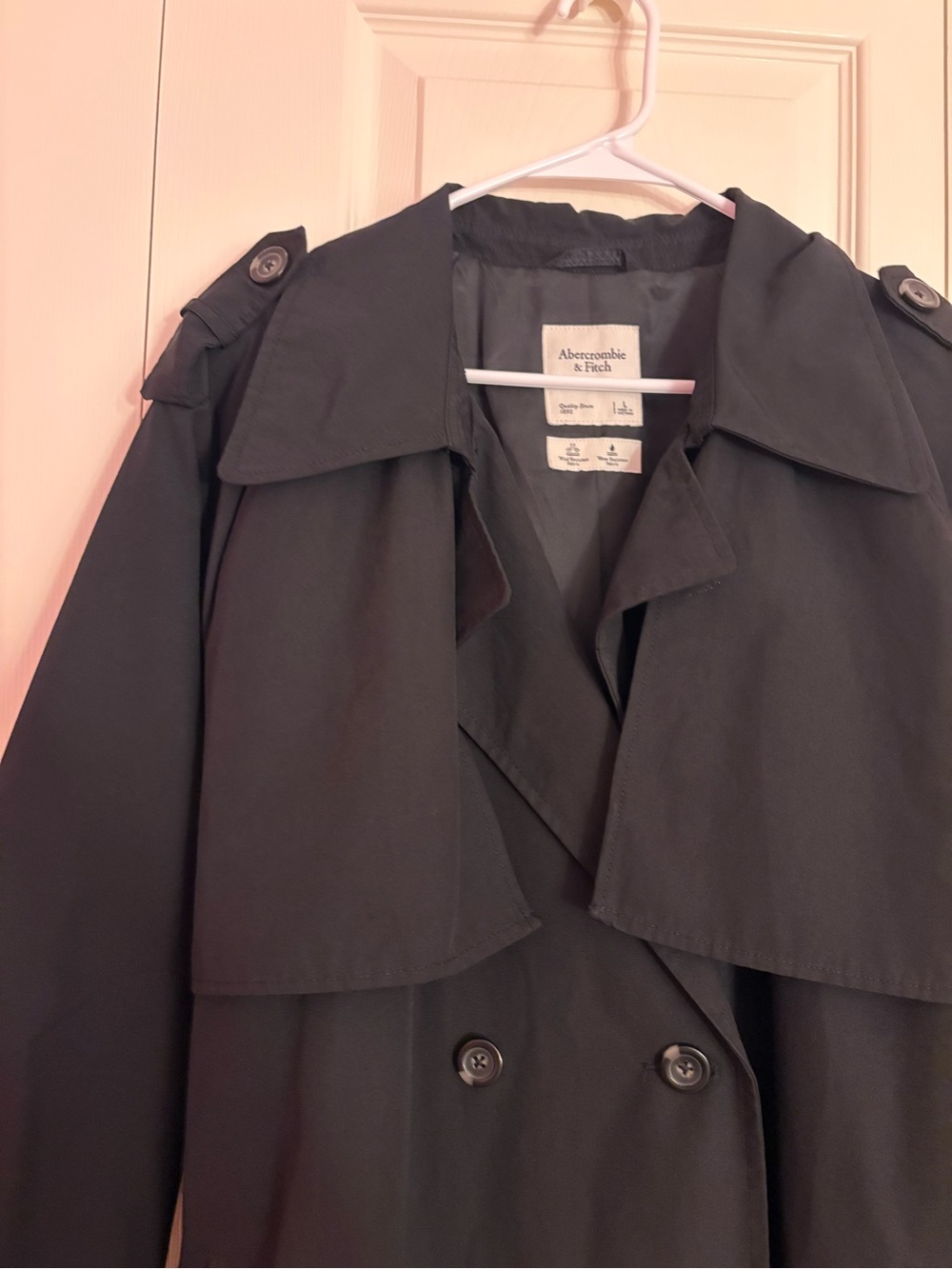 Abercrombie and Fitch Classic Black Trench Coat - Picture 14 of 15
